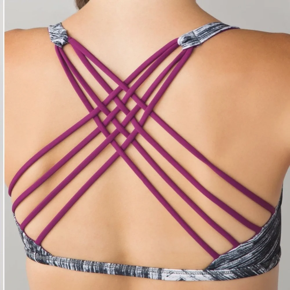 Lululemon Free To Be Wild Heat Wave White Black Regal Palm Size 6 Bra